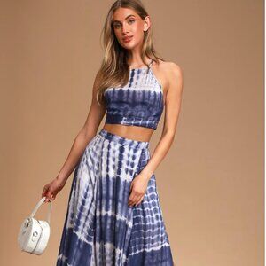 Lulus Blue Tie-Dye Two-Piece Maxi Dress